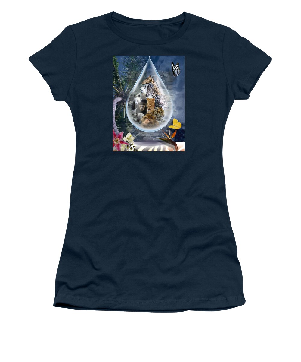 Wildlife Women's T-Shirt featuring the digital art Jungle Drop by Linda Carruth
