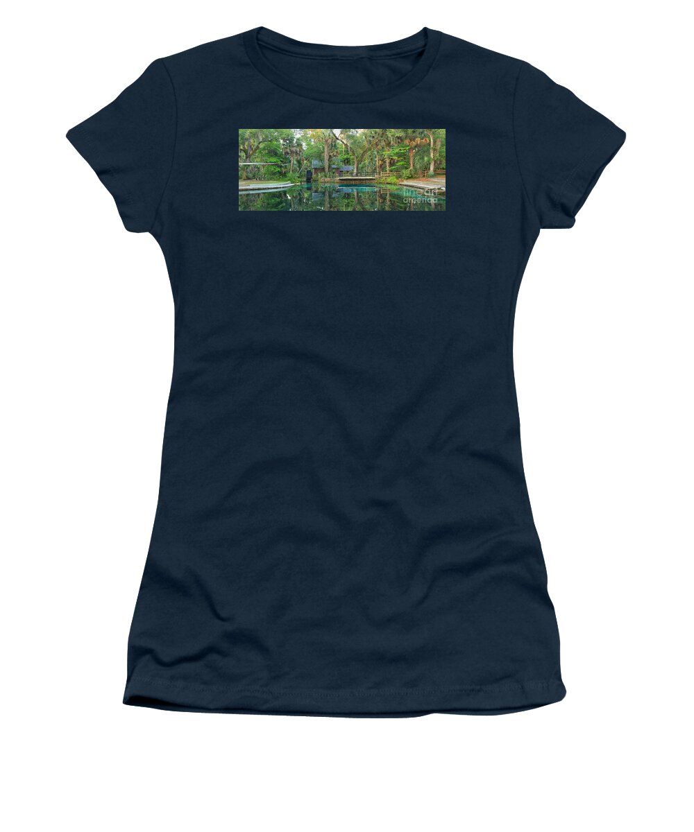 Juniper Springs Women's T-Shirt featuring the photograph Juniper Springs Panorama by Adam Jewell