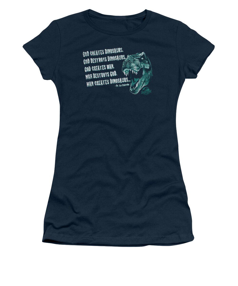 Jurassic Park Women's T-Shirt featuring the digital art Jurassic Park - God Creates Dinosaurs by Brand A