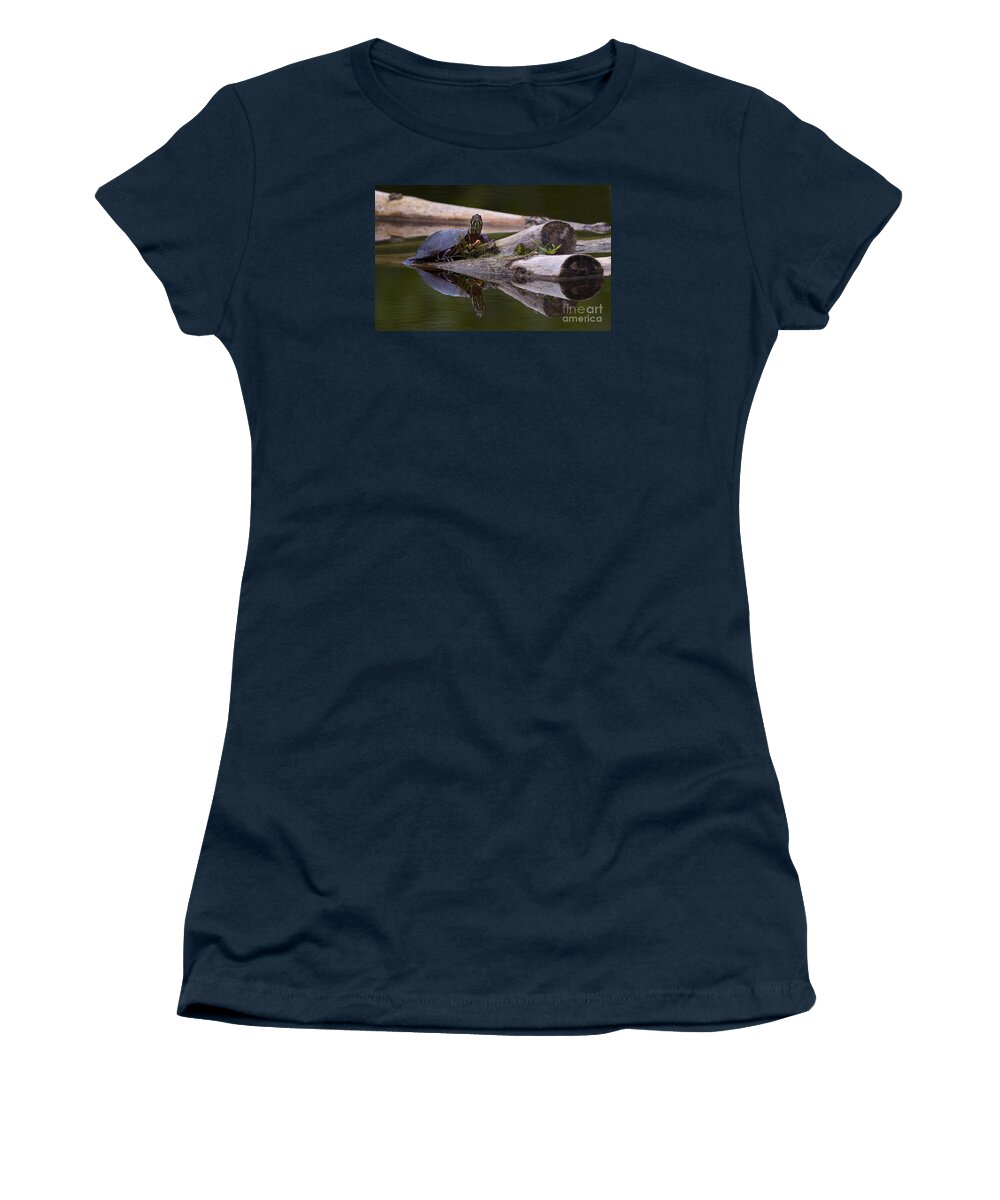 Midland Painted Turtle Women's T-Shirt featuring the photograph Just chillin.. by Nina Stavlund