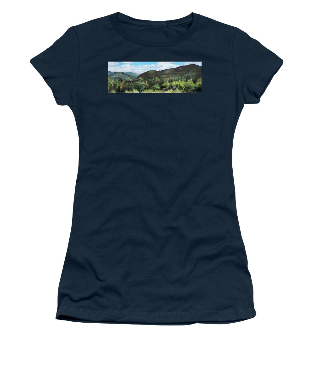 White Mountains Women's T-Shirt featuring the painting Kancamagus Mountain New Hampshire by Nancy Griswold