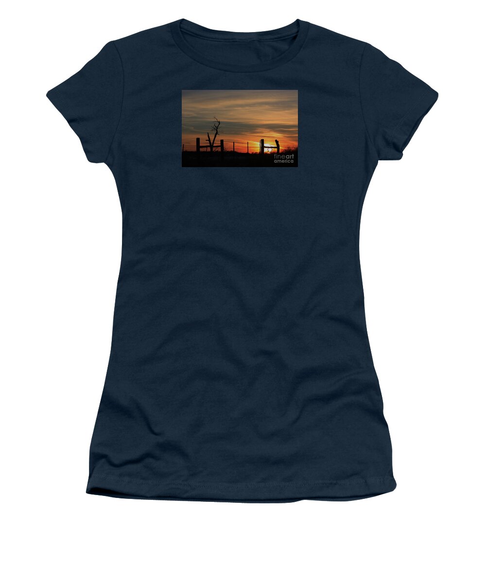 Sunset Women's T-Shirt featuring the photograph Kansas OrangeWinter Sunset by Robert D Brozek
