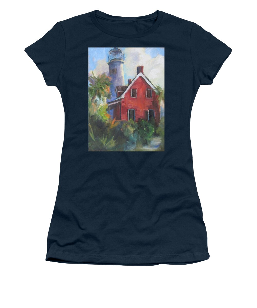 Lighthouse Women's T-Shirt featuring the painting Keepers Cottage by Susan Richardson