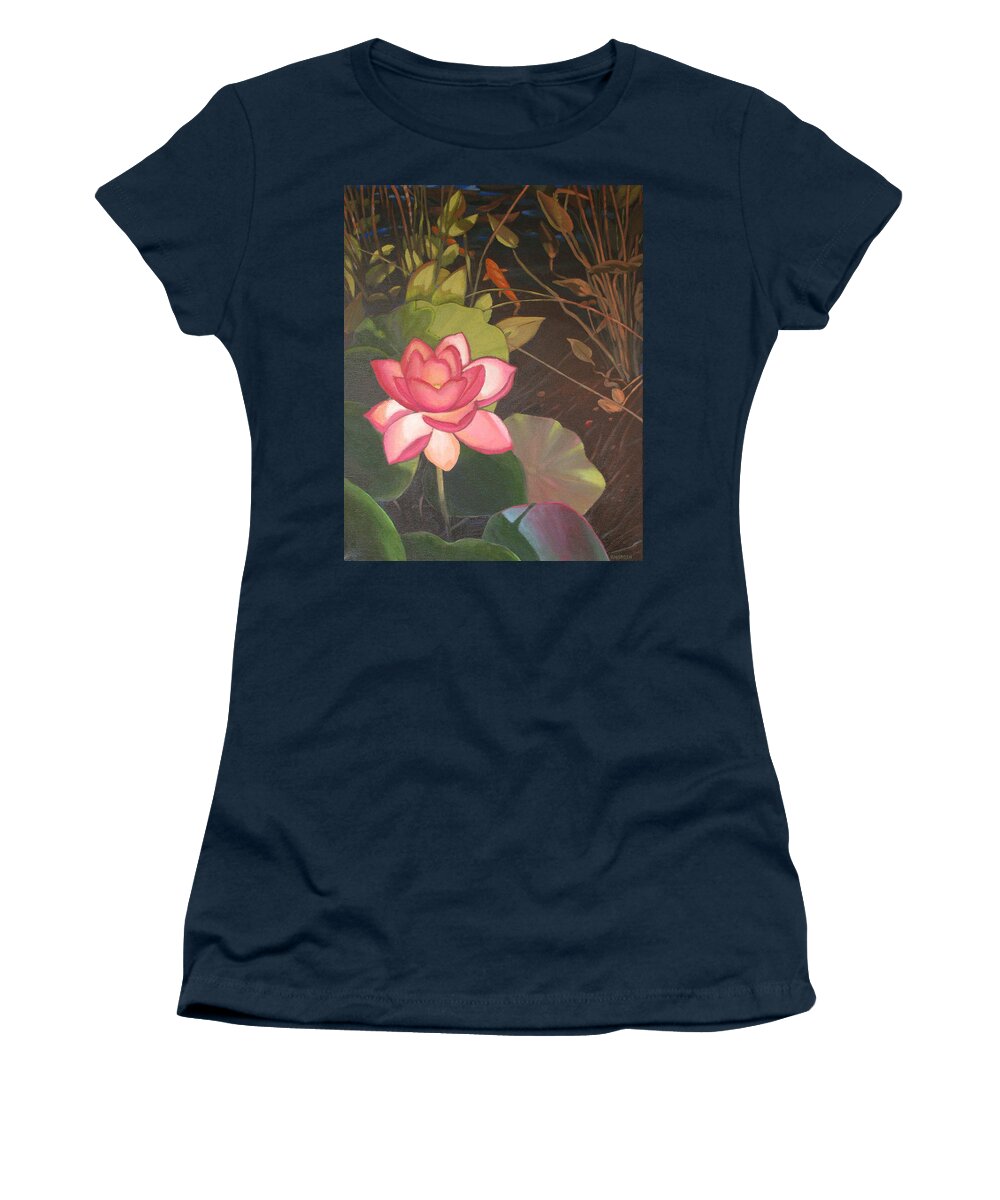 Lotus Flower Women's T-Shirt featuring the painting Kenton's Lily by Don Morgan