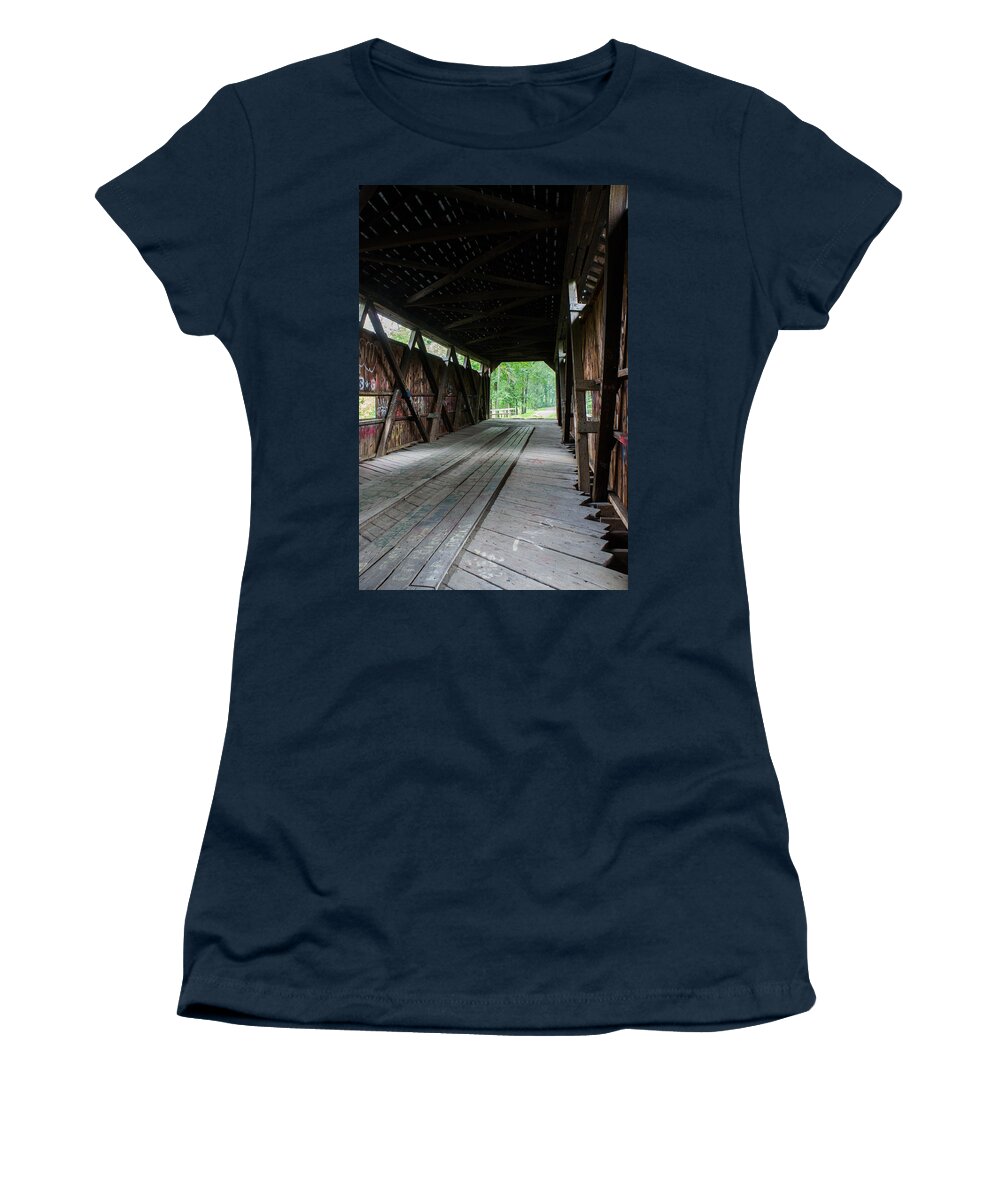 Covered Women's T-Shirt featuring the photograph Kidd's Mill Covered Bridge by Weir Here And There