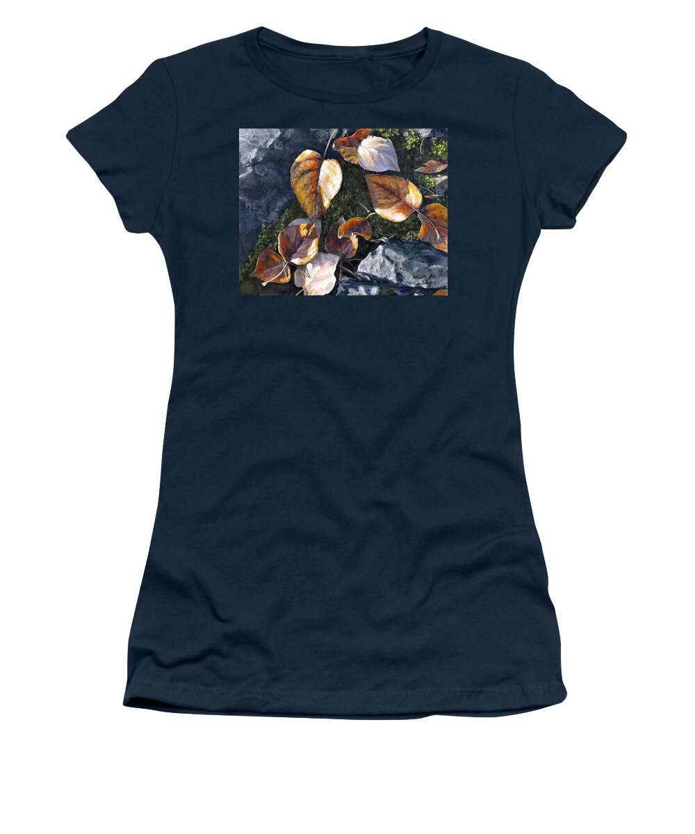 Alaska Women's T-Shirt featuring the painting Knik River Autumn Leaves by K Whitworth