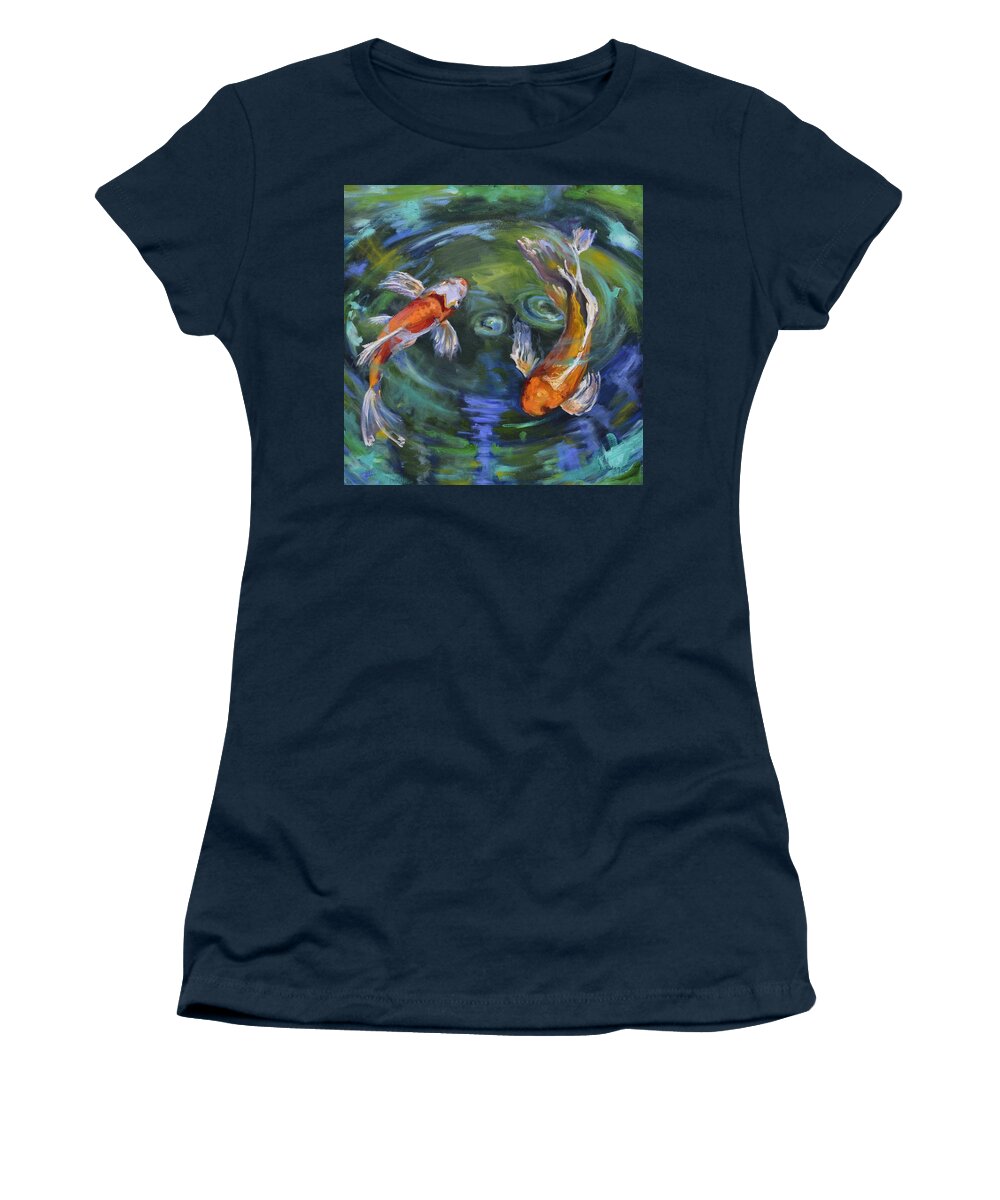 Koi Women's T-Shirt featuring the painting Koi Swirl by Donna Tuten