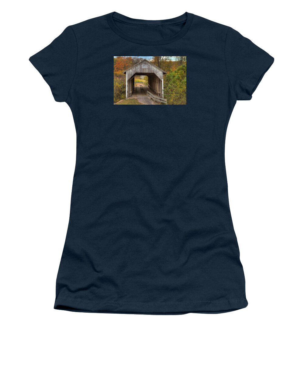 Hillsboro Women's T-Shirt featuring the photograph KY Hillsboro or Grange City Covered Bridge by Jack R Perry