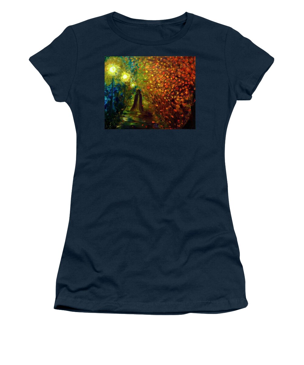 Lady Autumn Women's T-Shirt featuring the painting Lady Autumn by Lilia S