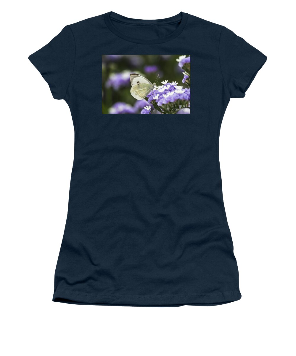 Large White Women's T-Shirt featuring the photograph Large White Pieris brassicae by Eyal Bartov