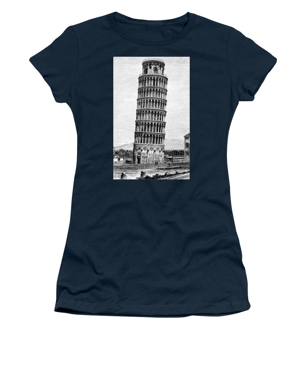 Pisa Women's T-Shirt featuring the photograph Leaning Tower of Pisa 1870 Drawing by Phil Cardamone
