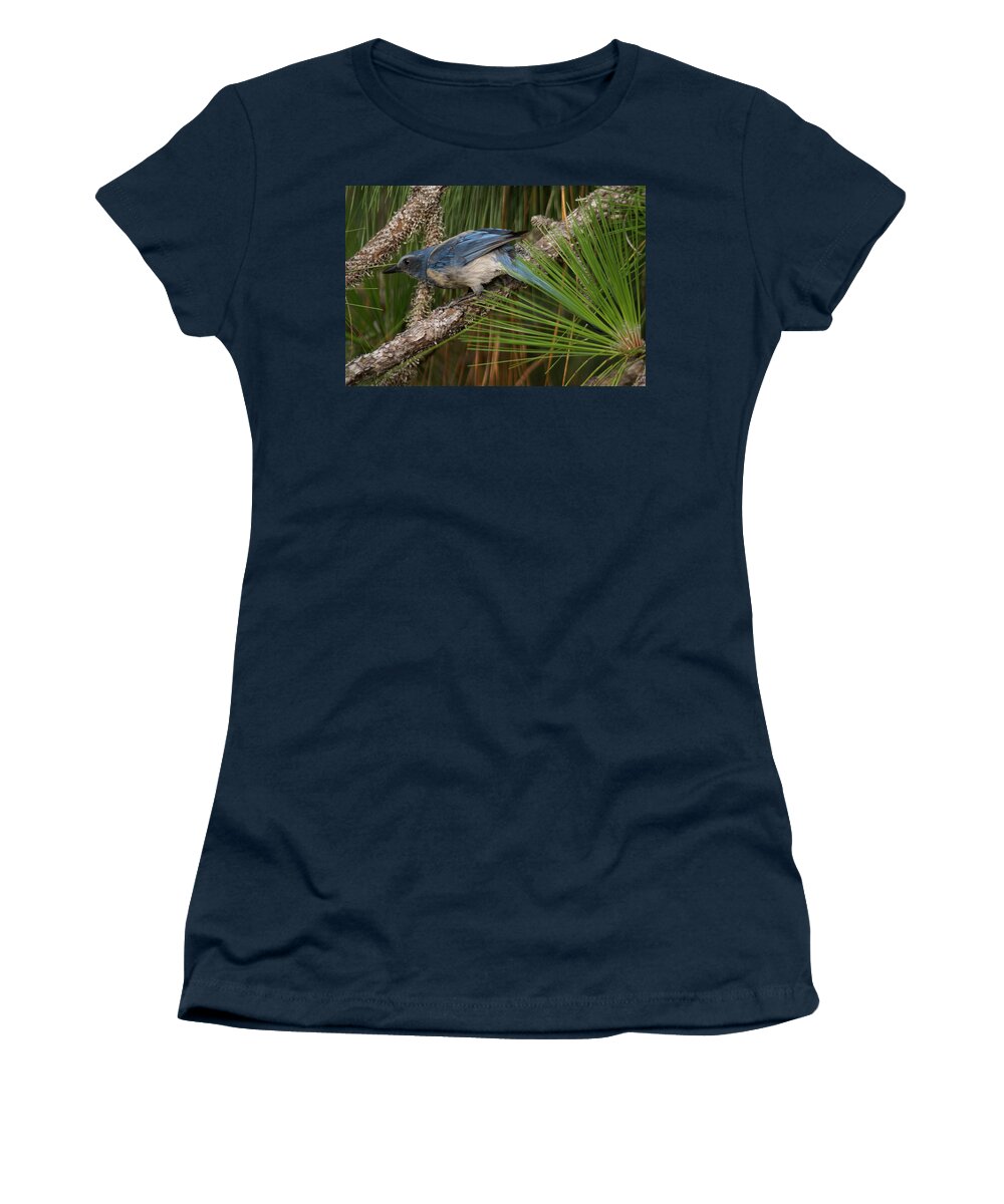 Scrubjay Women's T-Shirt featuring the photograph Leaning on Me by Patricia Twardzik