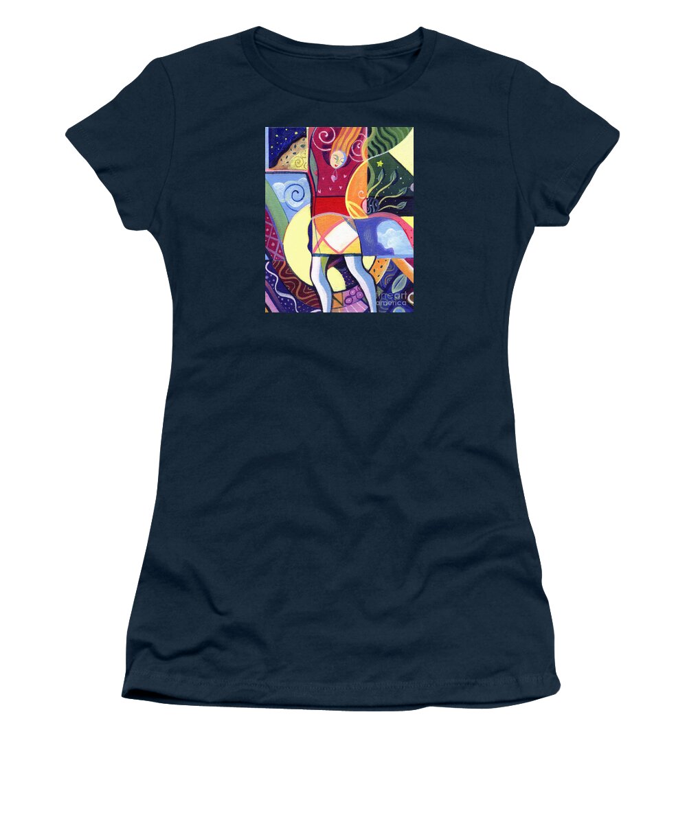 Woman Women's T-Shirt featuring the painting Leaping and Bouncing by Helena Tiainen
