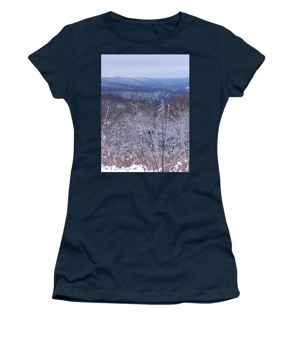 Landscape Women's T-Shirt featuring the photograph Light Dusting in the Taconic Hills by Kristin Hatt