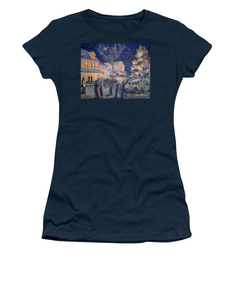 B.rossitto Women's T-Shirt featuring the painting Lighting the Christmas Tree by B Rossitto