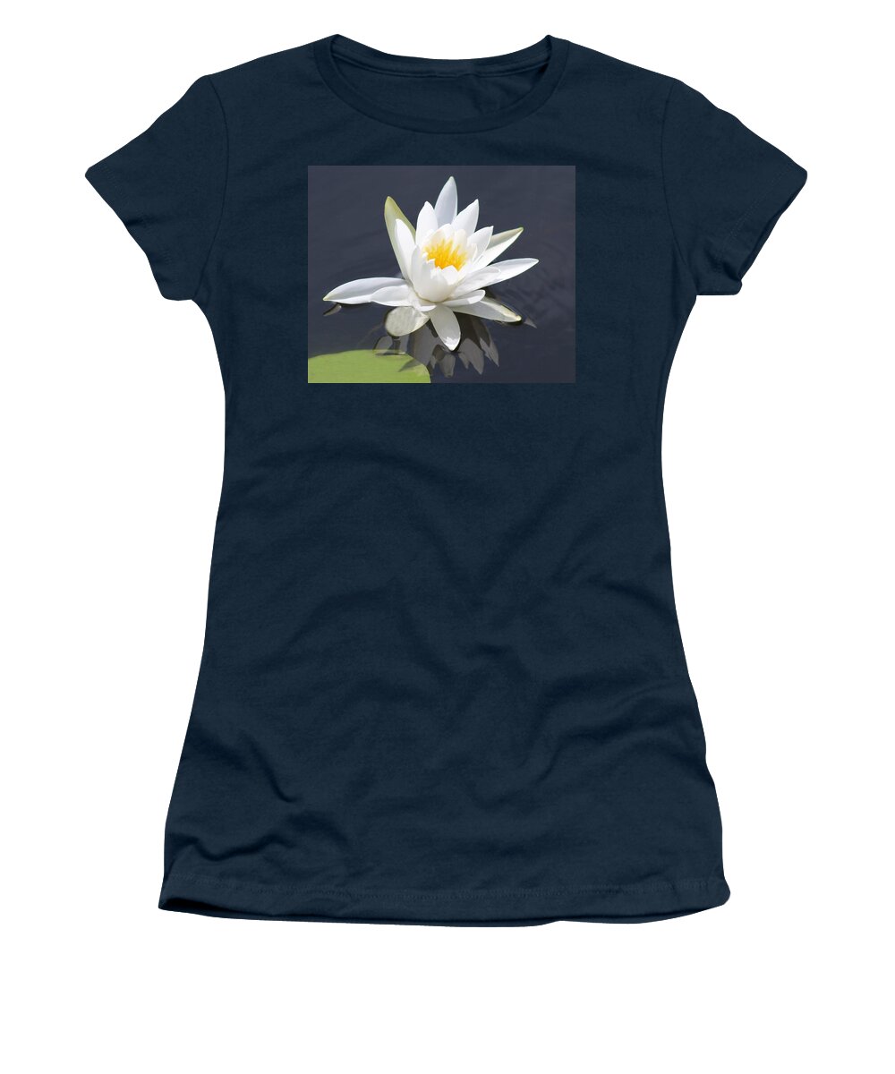 Lilypad Women's T-Shirt featuring the photograph Lilypad Reflections in White by Patricia Twardzik