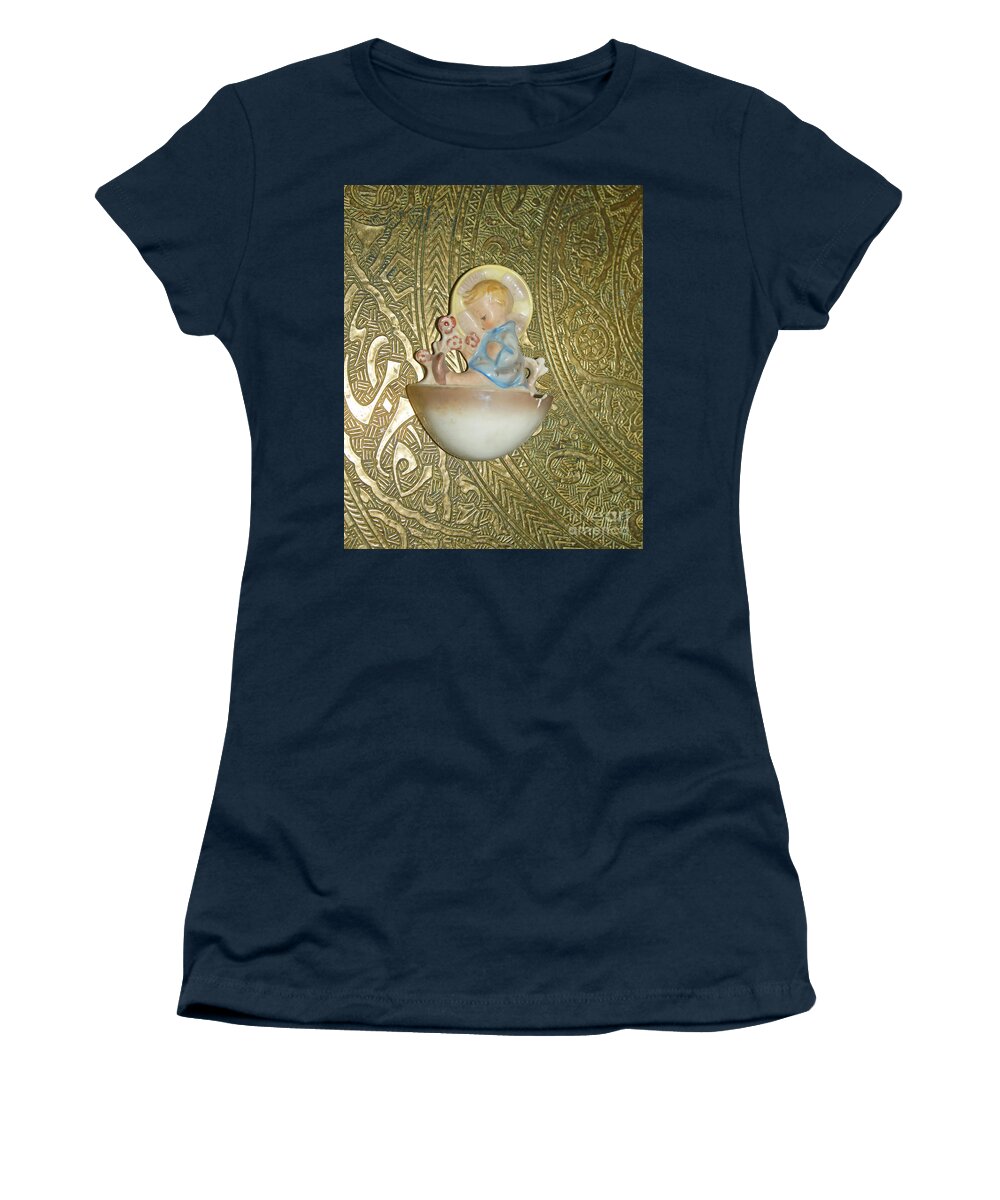 Baby Women's T-Shirt featuring the photograph Newborn boy in the baptismal font Sculpture by Eva-Maria Di Bella