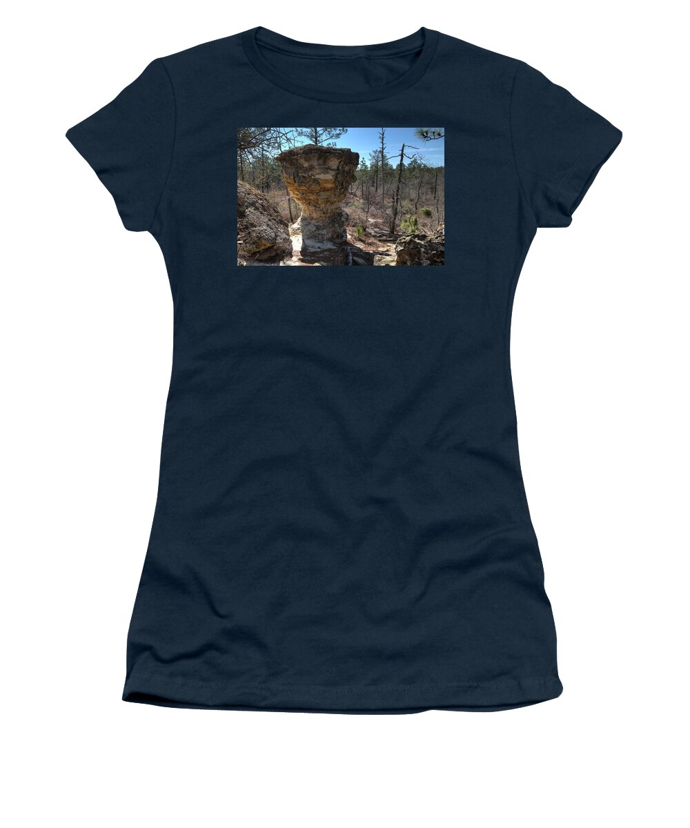 Peach Women's T-Shirt featuring the photograph Little Peach Tree Rock-2 by Charles Hite