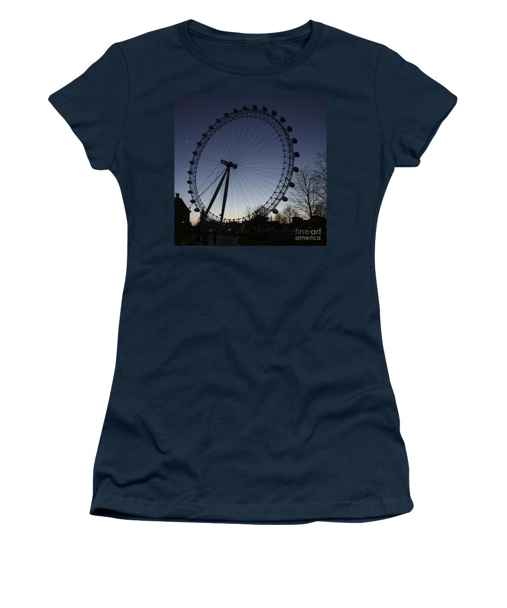 London Women's T-Shirt featuring the photograph London Eye and New Moon by Jeremy Hayden