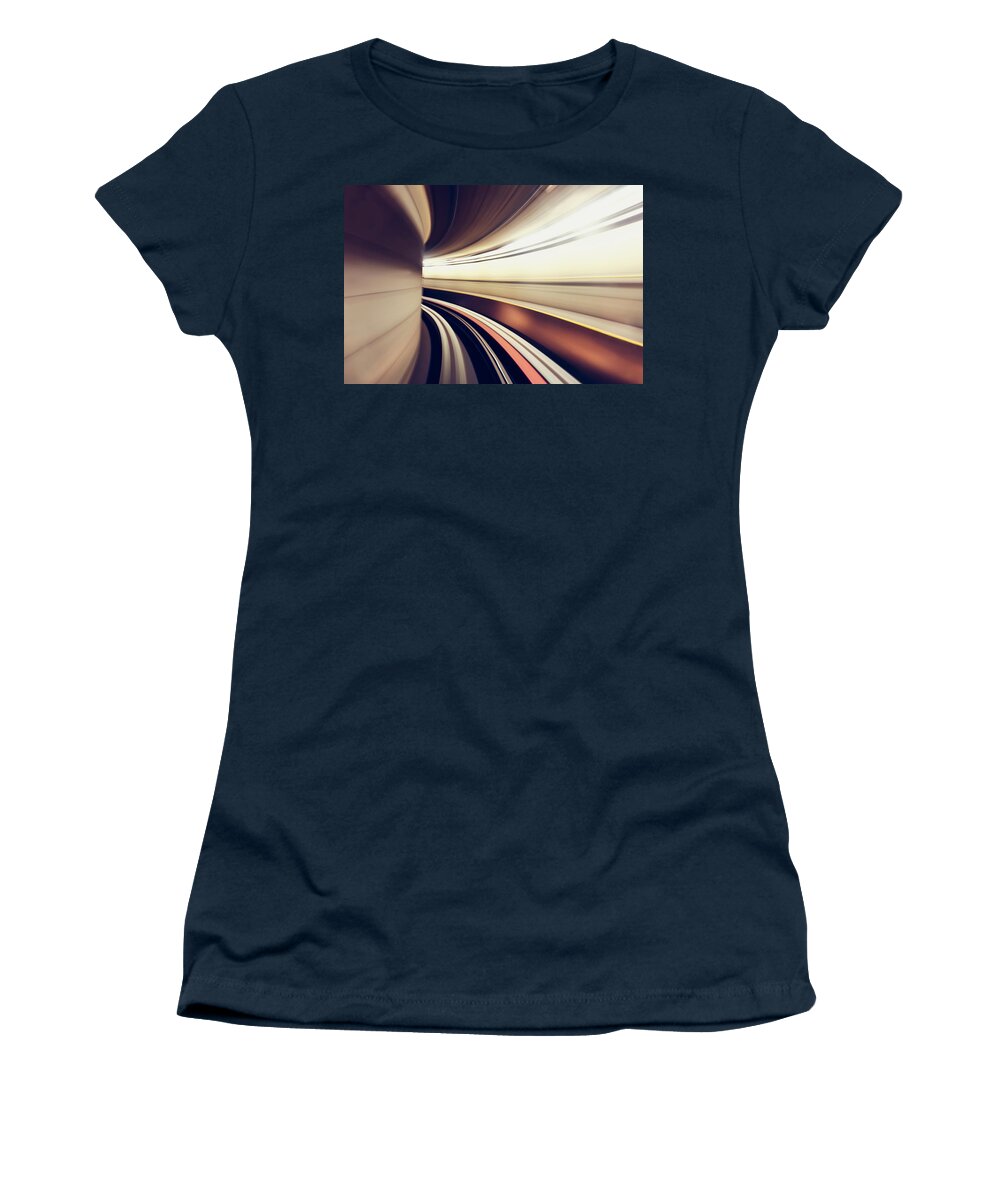 Curve Women's T-Shirt featuring the photograph Long Exposure While Taking Underground by Ian Ludwig