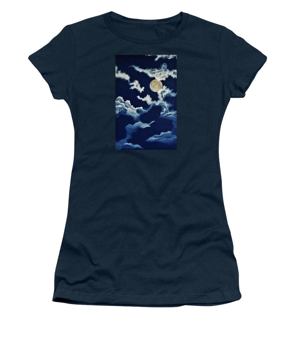 Print Women's T-Shirt featuring the painting Look at the Moon by Katherine Young-Beck