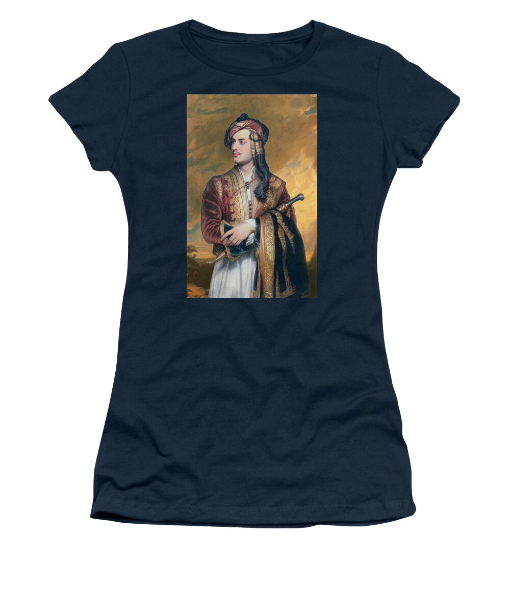 Thomas Phillips Women's T-Shirt featuring the painting Lord Byron in Albanian Dress by Thomas Phillips