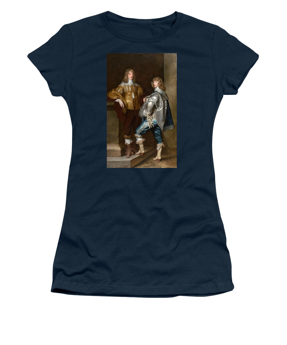 Anthony Van Dyck Women's T-Shirt featuring the painting Lord John Stuart and his Brother Lord Bernard Stuart by Anthony van Dyck