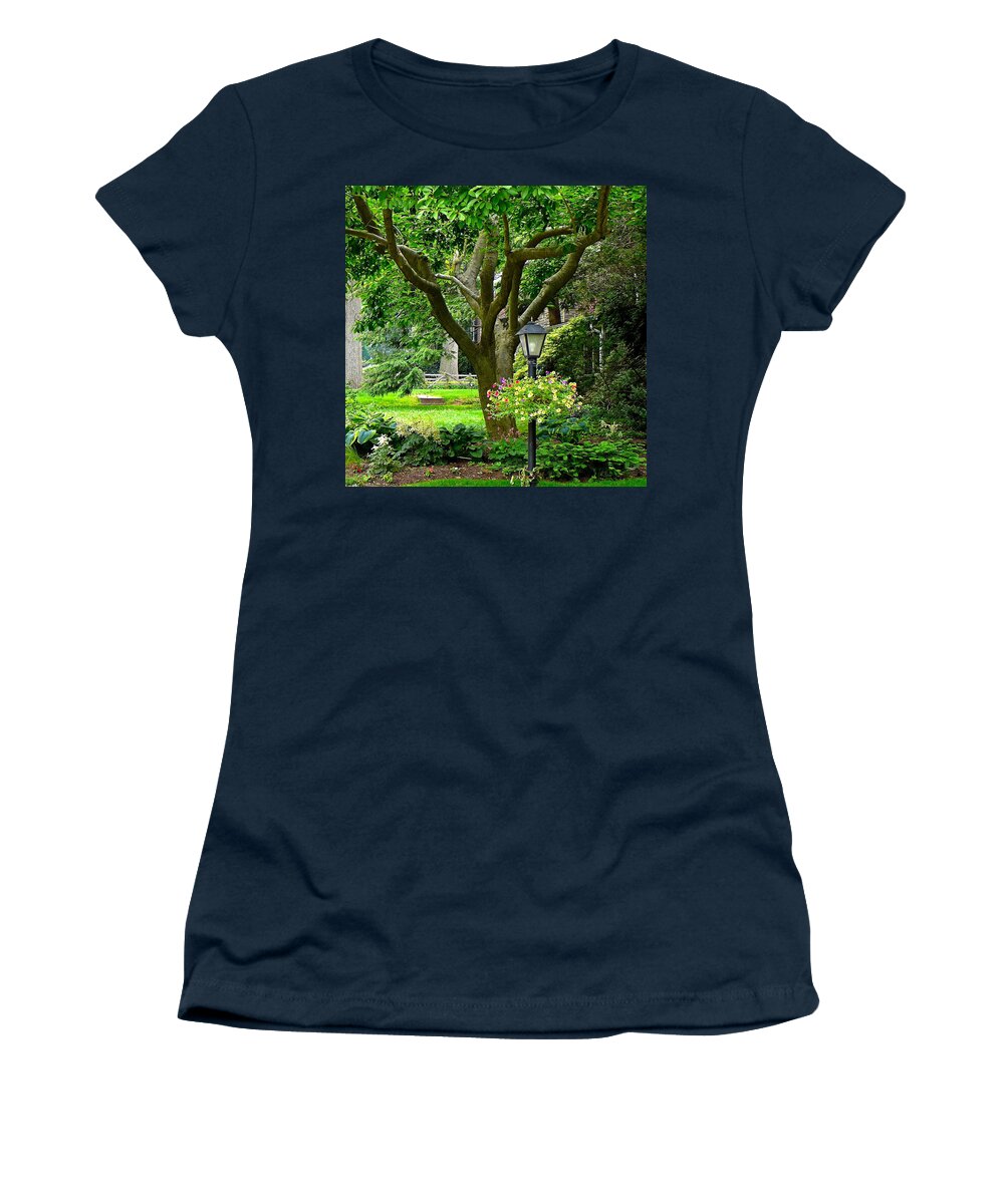 Front Yard With Magnolia Tree Women's T-Shirt featuring the photograph Lovely Suburban Front Yard by Byron Varvarigos
