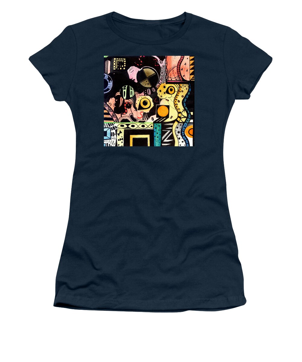 People Women's T-Shirt featuring the painting Mainly A Mystery by Helena Tiainen