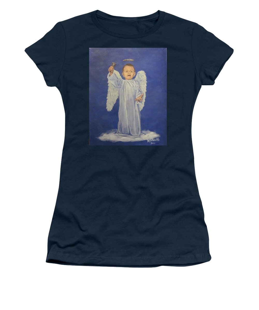 Angel Women's T-Shirt featuring the painting Make a Joyful Noise by Wendy Shoults