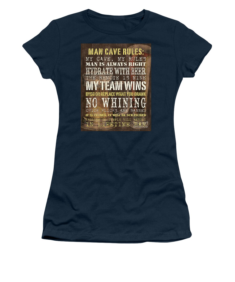Man Women's T-Shirt featuring the painting Man Cave Rules 2 by Debbie DeWitt