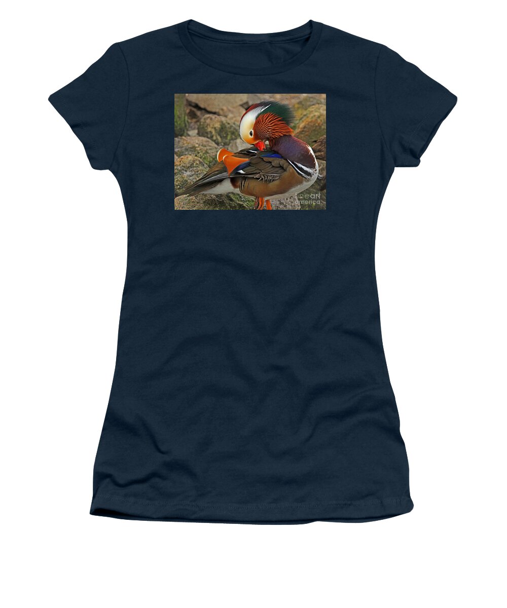 Bird Women's T-Shirt featuring the photograph Mandarin Duck by Larry Nieland