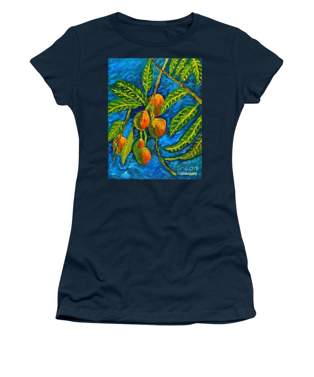 Mangoes Women's T-Shirt featuring the painting Mangoes Delight by Laura Forde