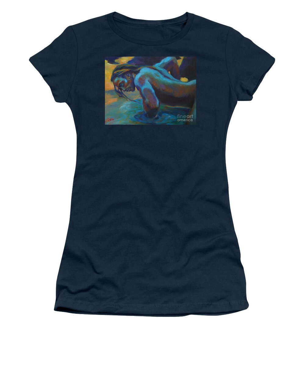 Mermaid Women's T-Shirt featuring the painting Manly Merman by Isa Maria