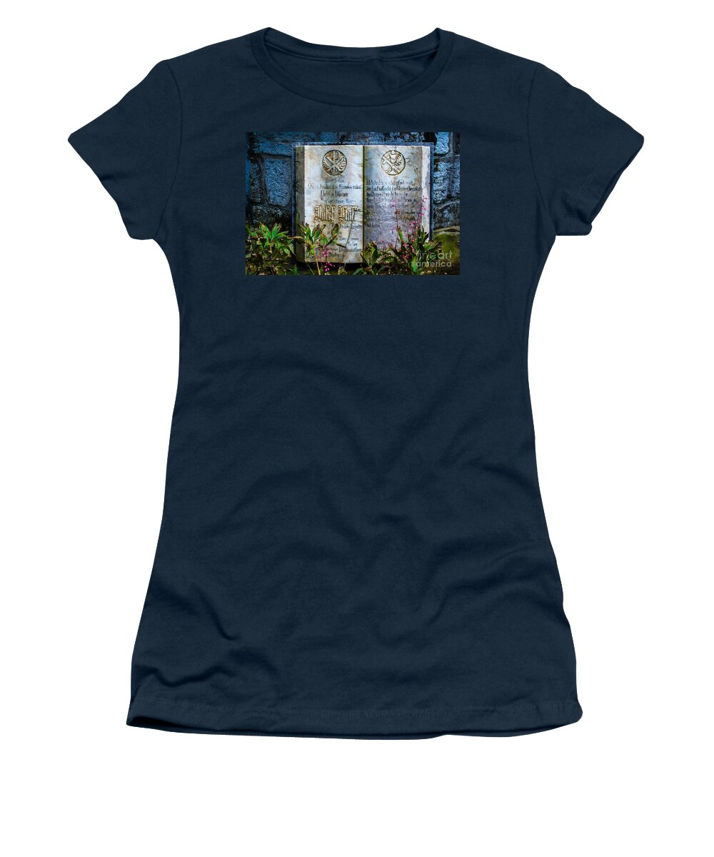 Bible Women's T-Shirt featuring the photograph Marble Bible - Franciscan Monastery - Fussen - Germany by Gary Whitton