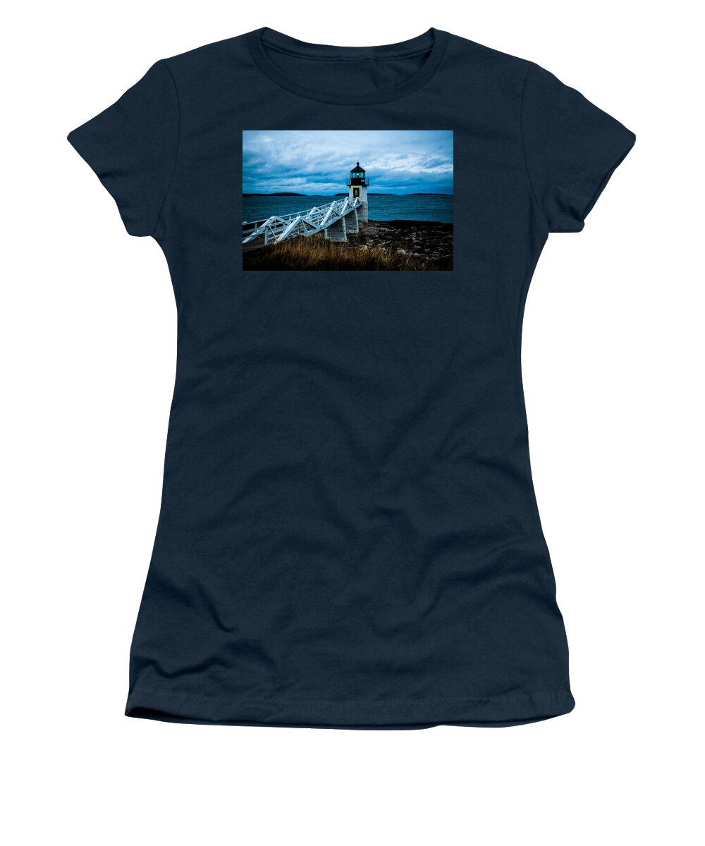 Lighthouse Women's T-Shirt featuring the photograph Marshall Point Light at Dusk 2 by David Smith