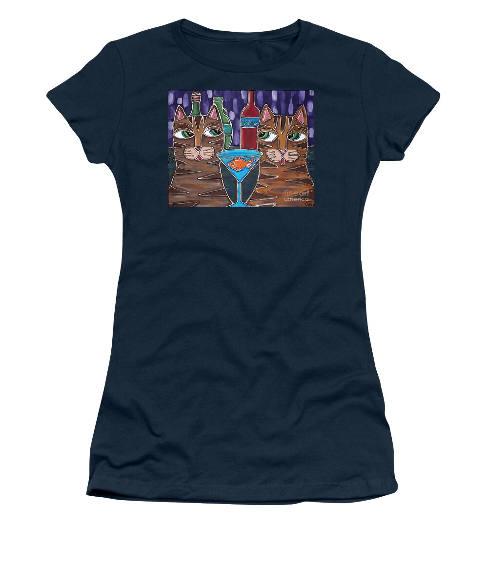 Martini Women's T-Shirt featuring the painting Martini at Cat Bar by Cynthia Snyder
