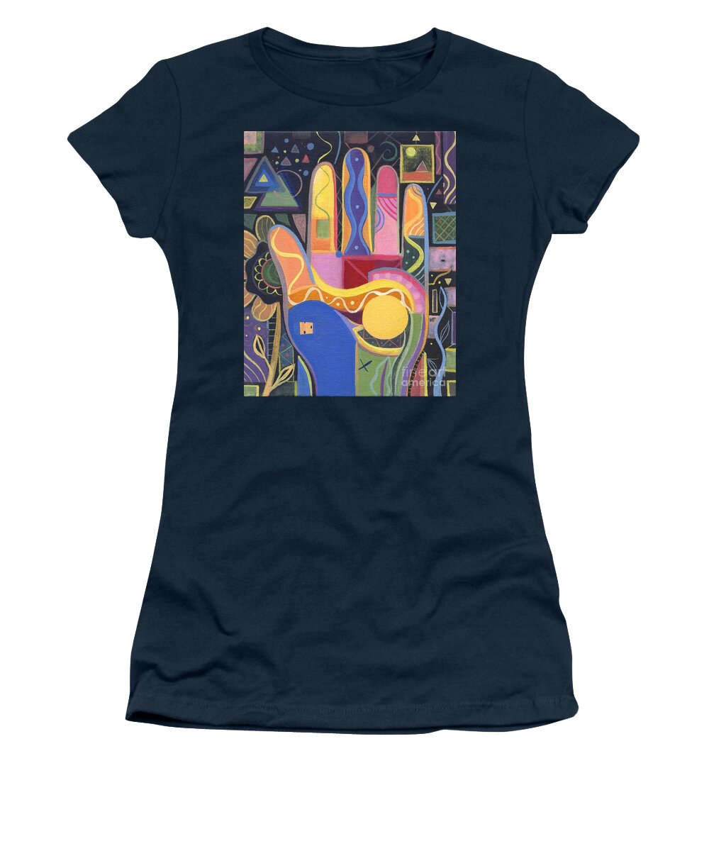 Abstract Women's T-Shirt featuring the painting May Creativity Be A Blessing by Helena Tiainen