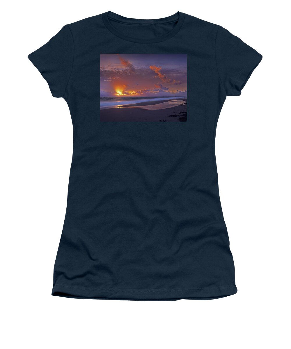 00175852 Women's T-Shirt featuring the photograph McArthur Beach At Sunrise by Tim Fitzharris