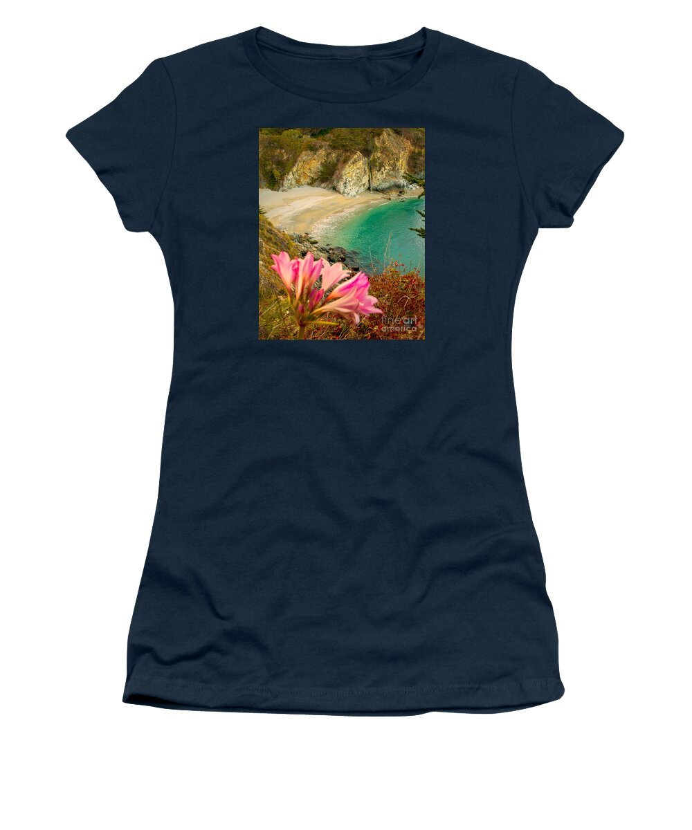 Mcway Falls Women's T-Shirt featuring the photograph McWay Falls-3am adventure by David Millenheft
