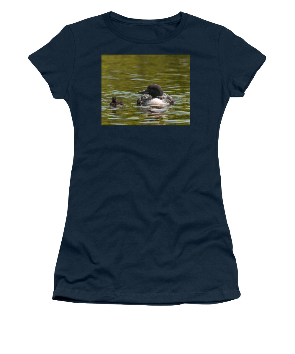 Common Loon Women's T-Shirt featuring the photograph Me and My Baby by Brenda Jacobs