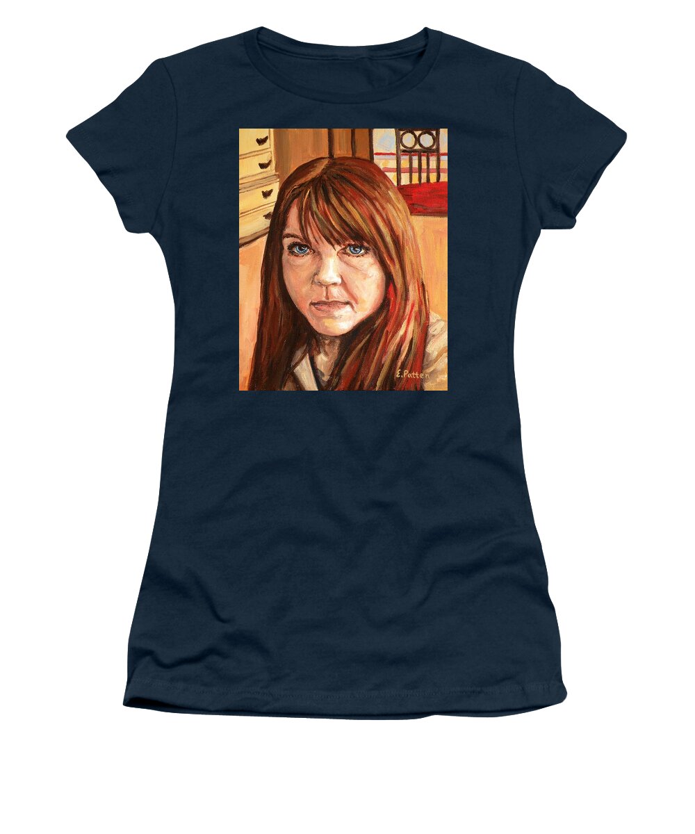 Portrait Women's T-Shirt featuring the painting Me Myself And Eileen by Eileen Patten Oliver