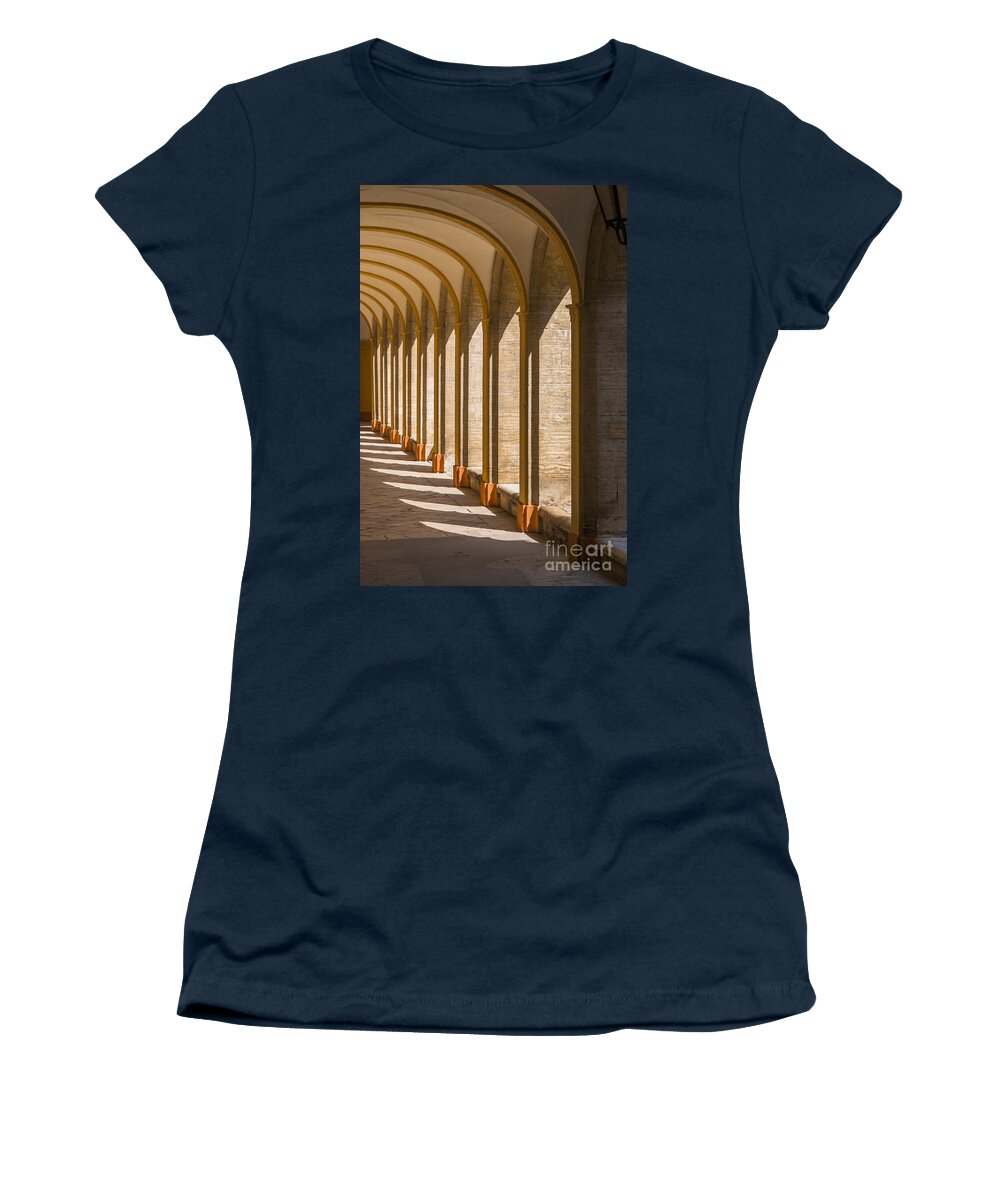 Abbey Women's T-Shirt featuring the photograph Medieval cloister in Cluny, France by Patricia Hofmeester
