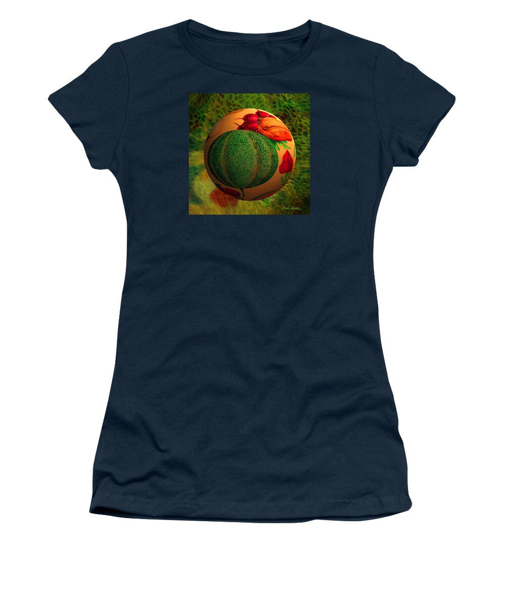 Melon Women's T-Shirt featuring the digital art Melon Ball by Robin Moline