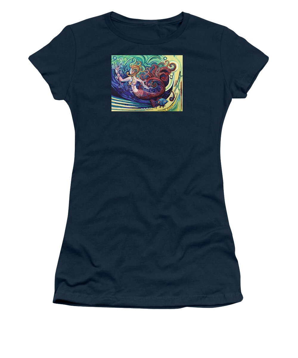 Mermaid Women's T-Shirt featuring the painting Mermaid Gargoyle by Genevieve Esson