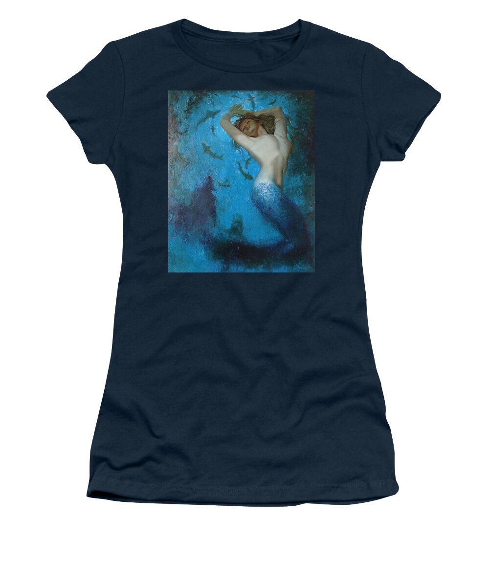 Ignatenko Women's T-Shirt featuring the painting Mermaid by Sergey Ignatenko