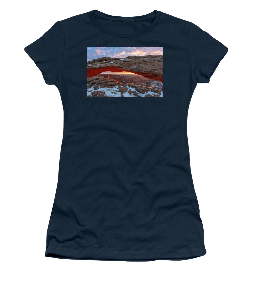 Mesa Arch Women's T-Shirt featuring the photograph Mesa Arch Sunrise by Dustin LeFevre