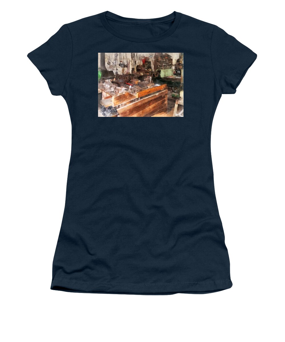 Steampunk Women's T-Shirt featuring the photograph Metal Machine Shop by Susan Savad