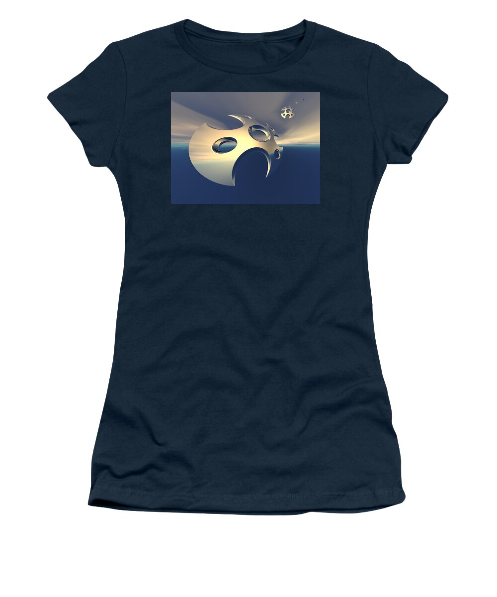 Space Women's T-Shirt featuring the digital art Metallic Space Pods by Phil Perkins