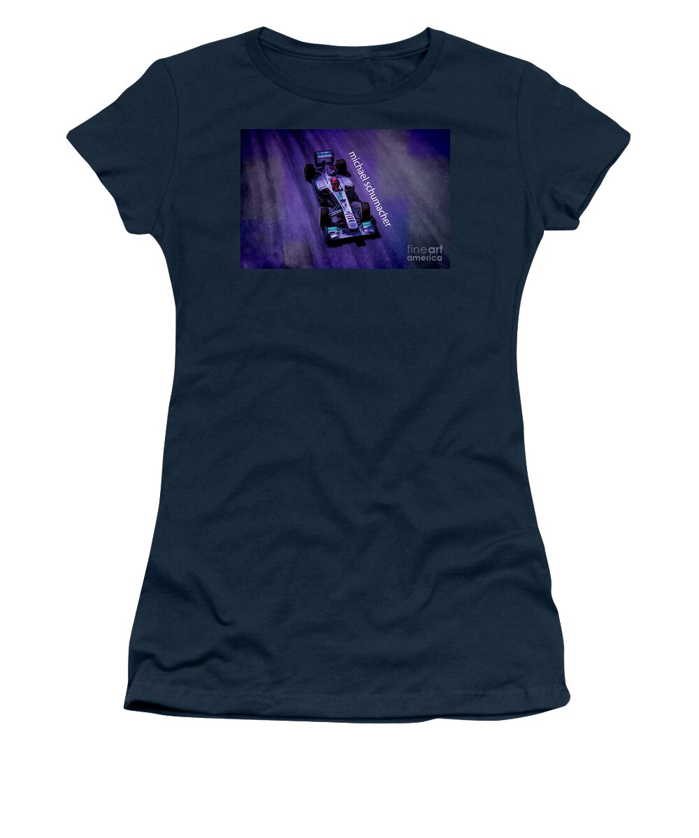 F1 Racer Women's T-Shirt featuring the digital art Michael Schumacher by Marvin Spates